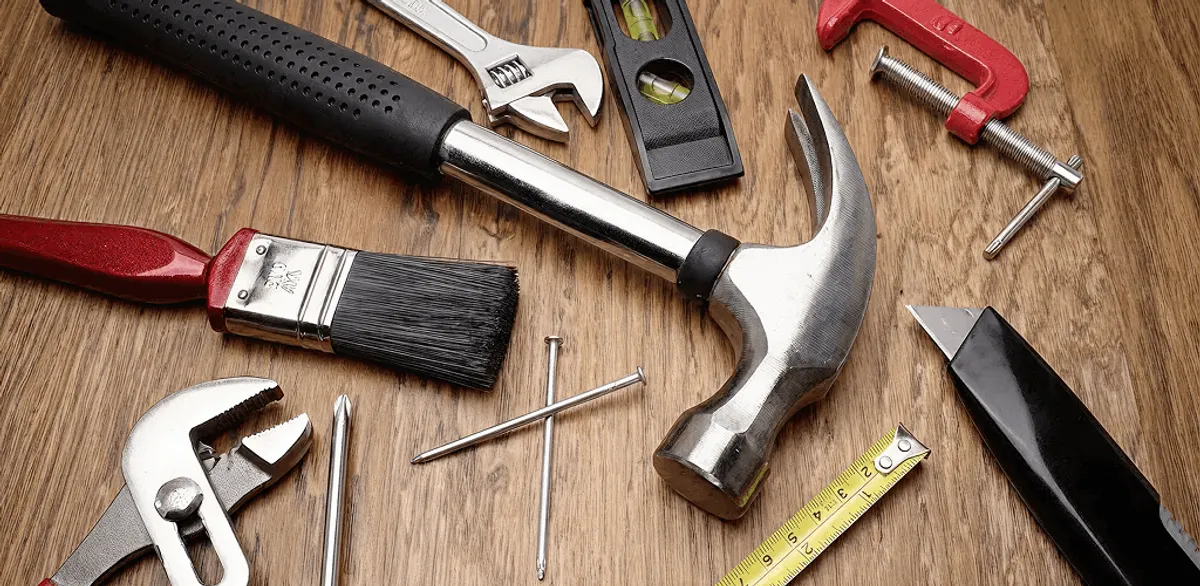 Handyman tools laid out for home repair and maintenance work in Ann Arbor, MI